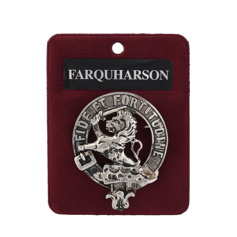 Farquharson Clan Badge, Kilt Pin, Lapel Pin, Cufflinks, Keyring/Key Fob & Gift Set — Fine Pewter by Art Pewter — Made in Scotland (Shiny Finish) - Heritage Of Scotland - Badge