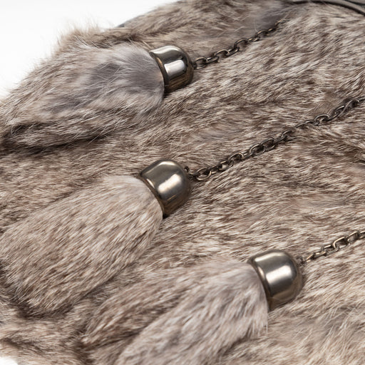 F/D Highland Cow Cantle Sporran Rabbit Fur (Grey) - Heritage Of Scotland - RABBIT FUR (GREY)