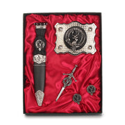 Forbes Clan Badge, Kilt Pin, Lapel Pin, Cufflinks, Keyring/Key Fob & Gift Set — Fine Pewter by Art Pewter — Made in Scotland (Shiny Finish) - Heritage Of Scotland - Gift Set