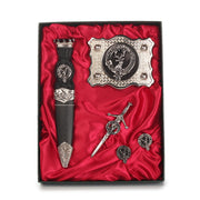 Fraser of Lovat Clan Badge, Kilt Pin, Lapel Pin, Cufflinks, Keyring/Key Fob & Gift Set — Fine Pewter by Art Pewter — Made in Scotland (Shiny Finish) - Heritage Of Scotland - Gift Set