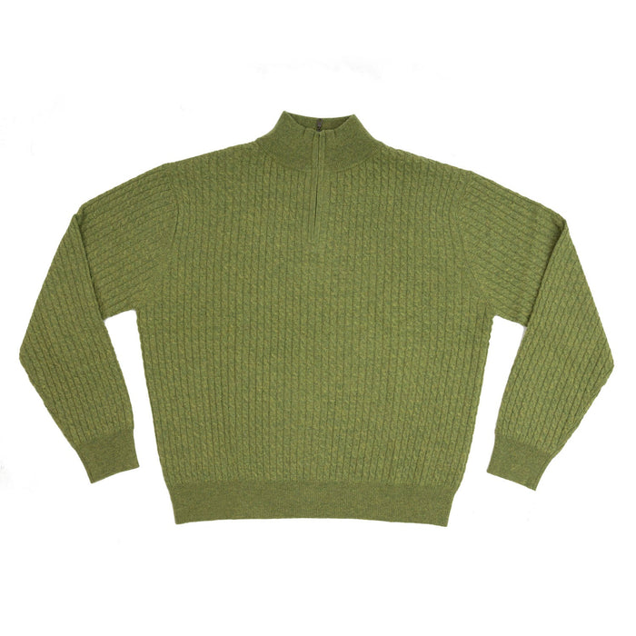 Gents 1/2 Zip Sweater Green Jeans - Heritage Of Scotland - GREEN JEANS