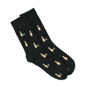 Gents Cotton Whisky Pattern Black Crew Socks - Heritage Of Scotland - 
