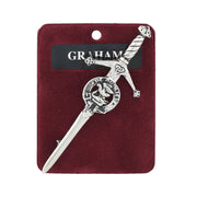 Graham Clan Badge, Kilt Pin, Lapel Pin, Cufflinks, Keyring/Key Fob & Gift Set — Fine Pewter by Art Pewter — Made in Scotland (Shiny Finish) - Heritage Of Scotland - Kilt Pin