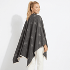 Grey Bee Print Reversible Wrap Cape for Women - DARK GREY AND LIGHT GREY - Heritage Of Scotland -