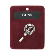 Gunn Clan Badge, Kilt Pin, Lapel Pin, Cufflinks, Keyring/Key Fob & Gift Set — Fine Pewter by Art Pewter — Made in Scotland (Shiny Finish) - Heritage Of Scotland - Lapel Pin