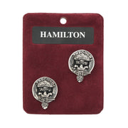 Hamilton Clan Badge, Kilt Pin, Lapel Pin, Cufflinks, Keyring/Key Fob & Gift Set — Fine Pewter by Art Pewter — Made in Scotland (Shiny Finish) - Heritage Of Scotland - Cufflinks