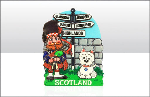 Hamish Macpiper & Signpost Magnet - Heritage Of Scotland - NA