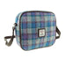 Harris Tweed Almond Mini Bag - Compact Scottish Crossbody Bag - Heritage Of Scotland - Blue/Purple Check on Grey (COL098)