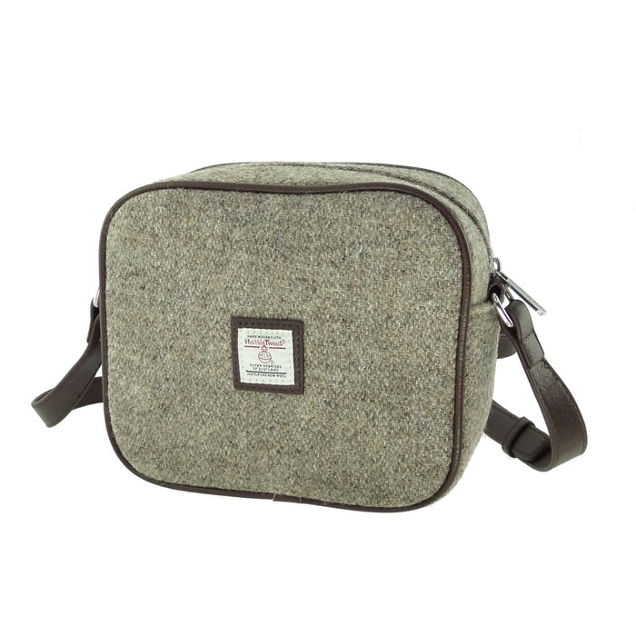 Harris Tweed Almond Mini Bag - Compact Scottish Crossbody Bag - Heritage Of Scotland - Plain Oatmeal (COL106)