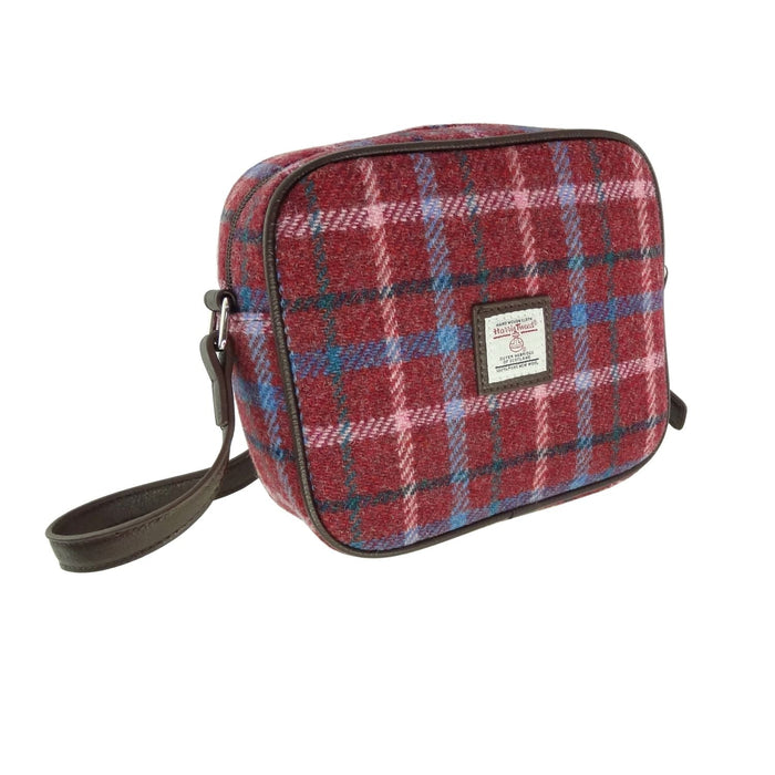 Harris Tweed Almond Mini Bag - Compact Scottish Crossbody Bag - Heritage Of Scotland - Rust Red with Green, White & Blue Overcheck (COL151)