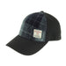 Harris Tweed and Cotton Baseball Cap - Adjustable Fit - Heritage Of Scotland - Grey & Black Tartan (COL095)