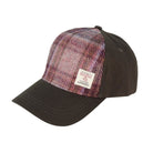 Harris Tweed and Cotton Baseball Cap - Adjustable Fit - Pink/Burgundy Check ( COL154) - Heritage Of Scotland -