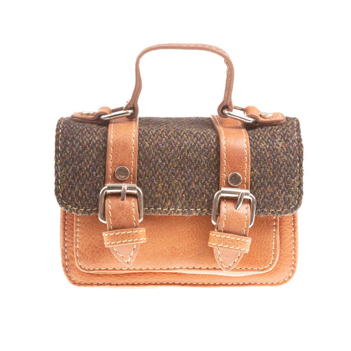 Harris Tweed Baby Satchel Bag - Heritage Of Scotland - DARK BROWN BARLEYCORN / TAN