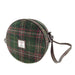 Harris Tweed Bannock Round Bag - Stylish Wool Round Shoulder Bag - Heritage Of Scotland - Dark Green & Plum Check (COL107)