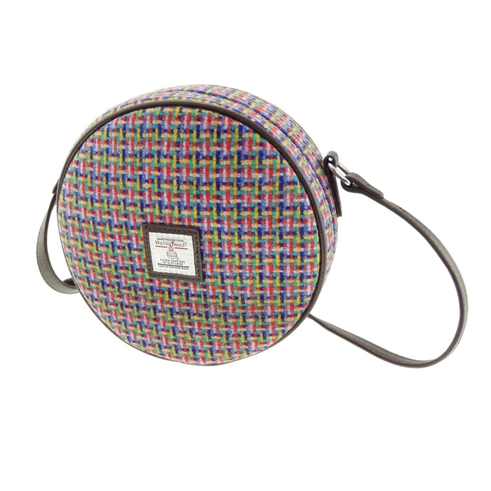 Harris Tweed Bannock Round Bag - Stylish Wool Round Shoulder Bag - Heritage Of Scotland - Jazzy Weave (COL116)