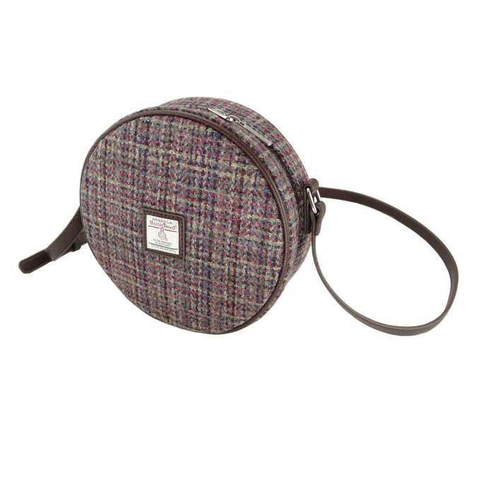 Harris Tweed Bannock Round Bag - Stylish Wool Round Shoulder Bag - Heritage Of Scotland - Multi Colour Weave (COL025)