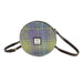 Harris Tweed Bannock Round Bag - Stylish Wool Round Shoulder Bag - Heritage Of Scotland - Muted Lilac / Lime Green Tartan (COL112)