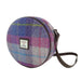 Harris Tweed Bannock Round Bag - Stylish Wool Round Shoulder Bag - Heritage Of Scotland - Pink / Purple Tartan (COL047)