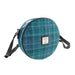 Harris Tweed Bannock Round Bag - Stylish Wool Round Shoulder Bag - Heritage Of Scotland - Sea Blue Check (COL092)
