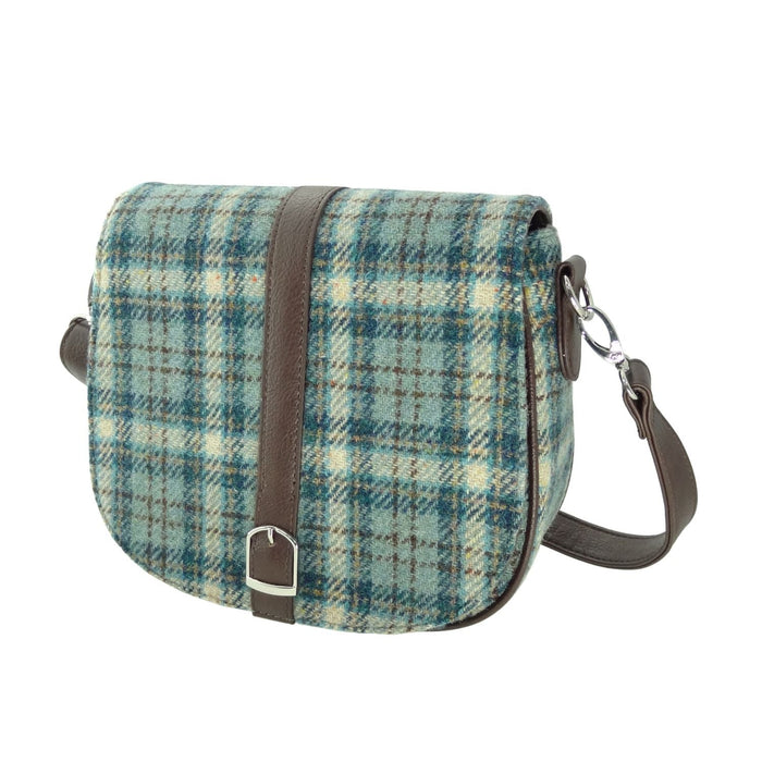 Harris Tweed Beauly Shoulder Bag - Classic Tartan Everyday Bag - Heritage Of Scotland - Duck Egg and Cream Check (COL121)