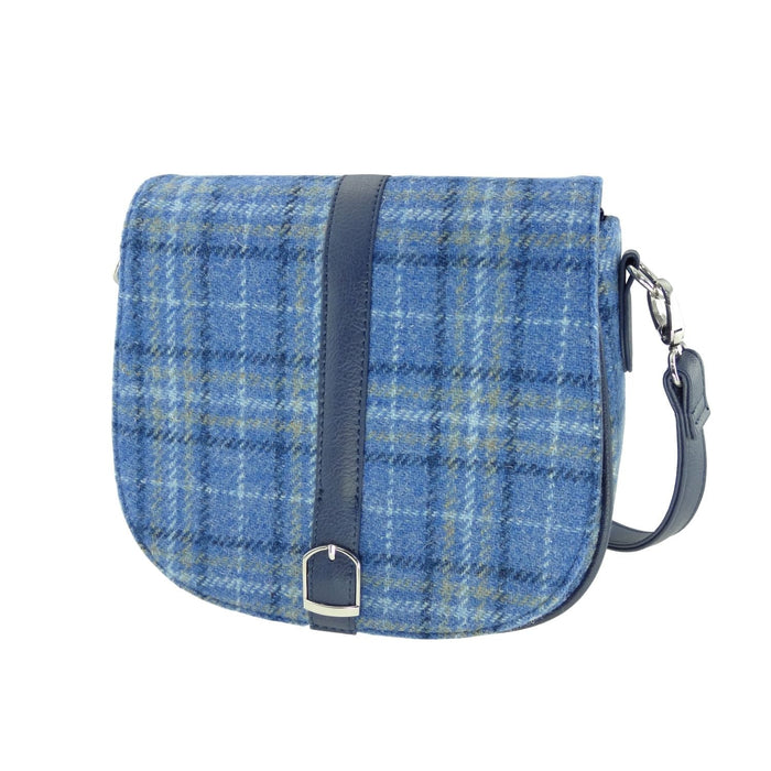 Harris Tweed Beauly Shoulder Bag - Classic Tartan Everyday Bag - Heritage Of Scotland - Light Blue Check (COL129)
