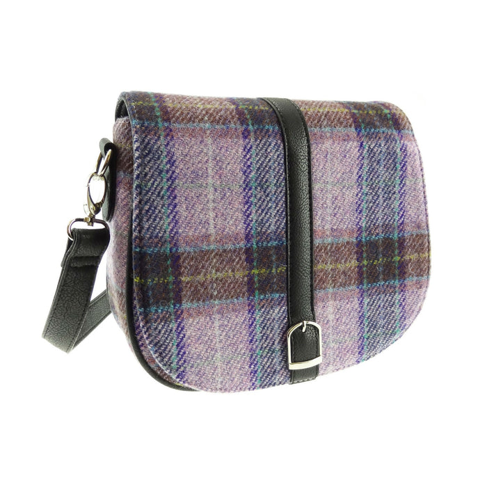 Harris Tweed Beauly Shoulder Bag - Classic Tartan Everyday Bag - Heritage Of Scotland - Pink/Lilac Check (COL034)