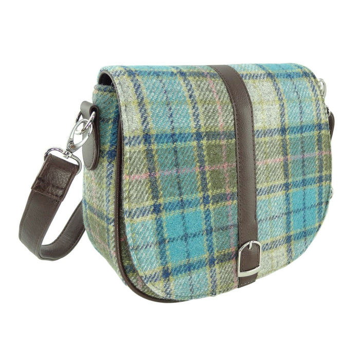 Harris Tweed Beauly Shoulder Bag - Classic Tartan Everyday Bag - Heritage Of Scotland - Turquoise Tartan (COL122)