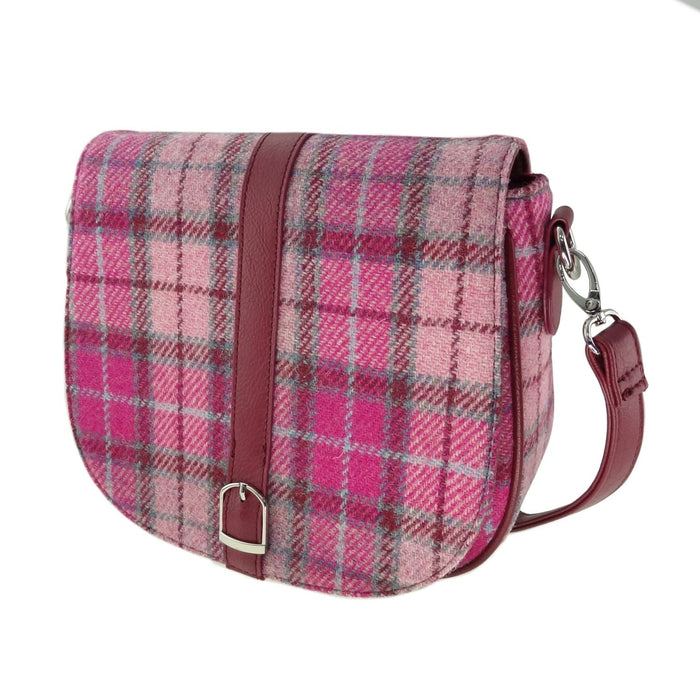 Harris Tweed Beauly Shoulder Bag - Classic Tartan Everyday Bag - Heritage Of Scotland - Vibrant Pink Buchanan (COL138)