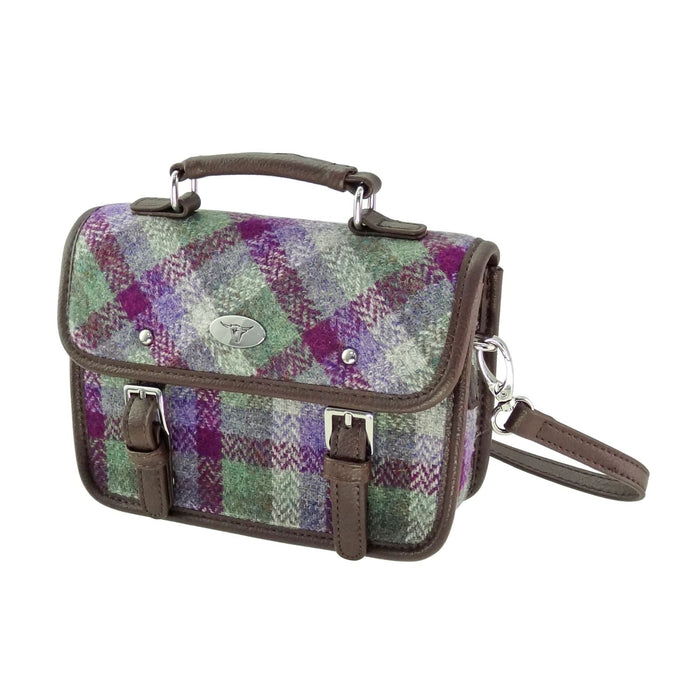 Harris Tweed Bervie Mini Satchel - Compact Tartan Satchel Bag - Heritage Of Scotland - Green Small Check (COL133)
