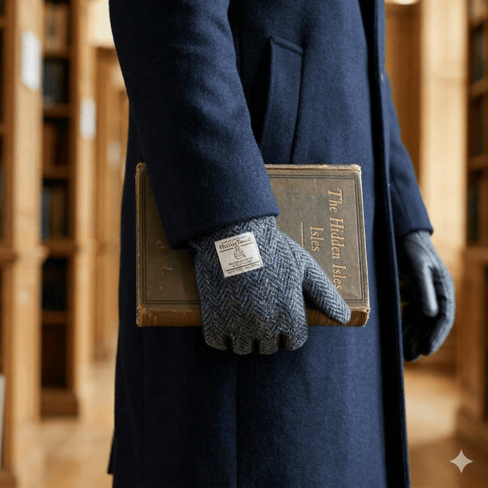 Harris Tweed & Black Leather Men’s Gloves – Luxury Boxed Gift by Glen Appin - Heritage Of Scotland - COL007 / XL