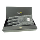 Harris Tweed & Black Leather Men’s Gloves – Luxury Boxed Gift in Black/White Herringbone (COL004) - Heritage Of Scotland - L