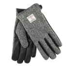 Harris Tweed & Black Leather Men’s Gloves – Luxury Boxed Gift in Black/White Herringbone (COL004) - Heritage Of Scotland - L