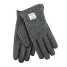 Harris Tweed & Black Leather Men’s Gloves – Luxury Boxed Gift in Charcoal Herringbone (COL001) - Heritage Of Scotland - L