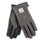 Harris Tweed & Black Leather Men’s Gloves – Luxury Boxed Gift in Heather Herringbone (COL007) - Heritage Of Scotland - L