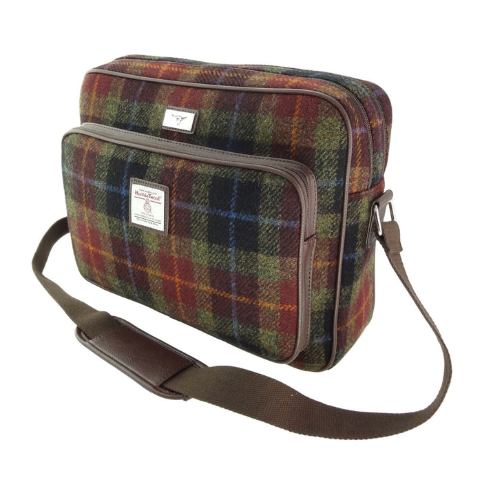 Harris Tweed Bowmont Messenger Bag - Large Laptop Bag - Made in the UK - Heritage Of Scotland - Rust Check (COL059)