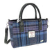 Harris Tweed Brora Small Tote - Compact Wool Tote Bag - Heritage Of Scotland - Blue & Purple Stewart Tartan (COL143)
