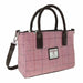 Harris Tweed Brora Small Tote - Compact Wool Tote Bag - Heritage Of Scotland - Bright Pink with Overcheck (COL068)