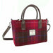 Harris Tweed Brora Small Tote - Compact Wool Tote Bag - Heritage Of Scotland - Deep Pink Tartan (COL052)