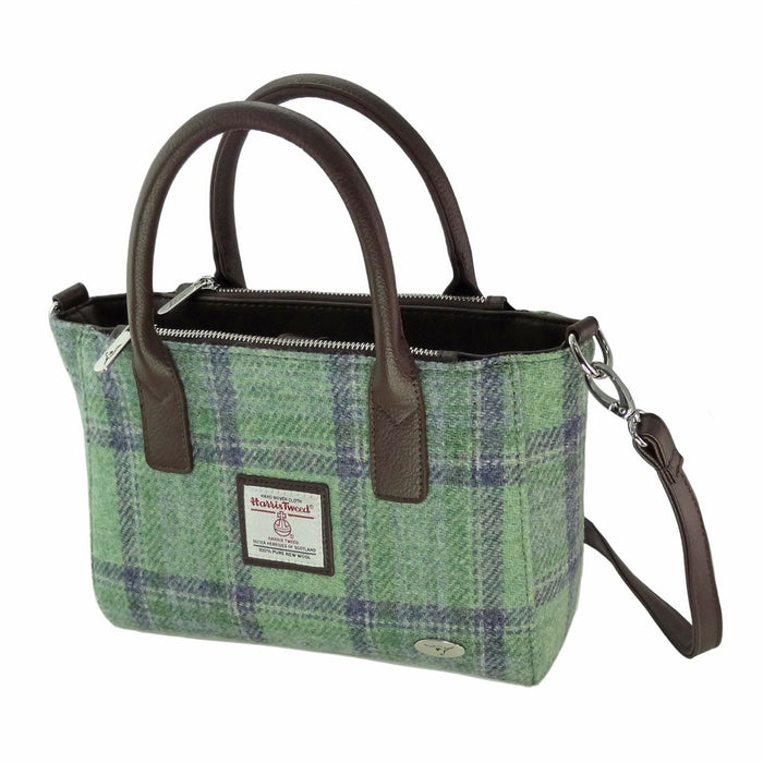 Harris Tweed Brora Small Tote - Compact Wool Tote Bag - Heritage Of Scotland - Faded Green Stewart (COL139)