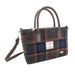 Harris Tweed Brora Small Tote - Compact Wool Tote Bag - Heritage Of Scotland - Grey with Rust Overcheck (COL127)