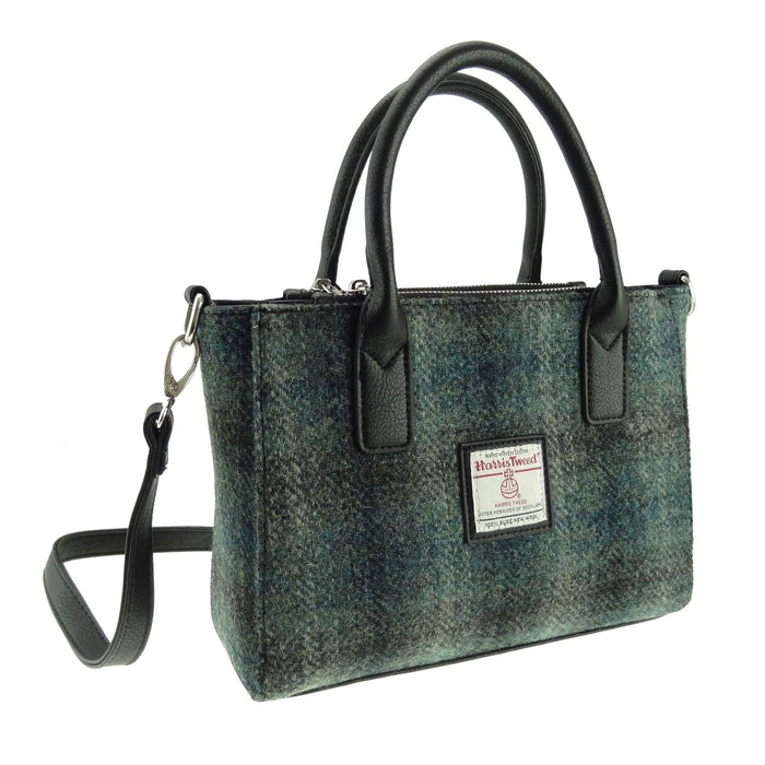 Harris Tweed Brora Small Tote - Compact Wool Tote Bag - Heritage Of Scotland - Moss Green (COL091)