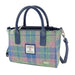 Harris Tweed Brora Small Tote - Compact Wool Tote Bag - Heritage Of Scotland - Soft Blue and Pink Tartan (COL135)
