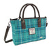 Harris Tweed Brora Small Tote - Compact Wool Tote Bag - Heritage Of Scotland - Teal & Blue Check (COL145)