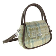 Harris Tweed Buchan Round Mini Handbag - Small Wool Handbag Made in UK - Heritage Of Scotland - Beige Stewart (COL132)