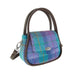 Harris Tweed Buchan Round Mini Handbag - Small Wool Handbag Made in UK - Heritage Of Scotland - Green & Purple Tartan (COL079)