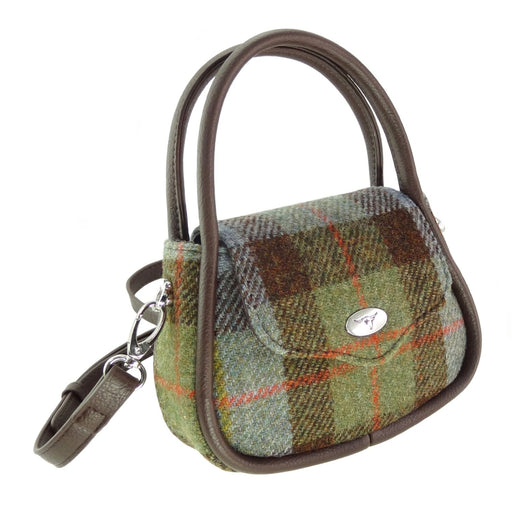 Harris Tweed Buchan Round Mini Handbag - Small Wool Handbag Made in UK - Heritage Of Scotland - MacLeod Tartan (COL015)
