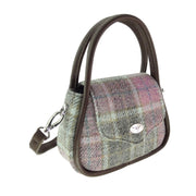 Harris Tweed Buchan Round Mini Handbag - Small Wool Handbag Made in UK - Heritage Of Scotland - Soft Pink Buchanan (COL134)