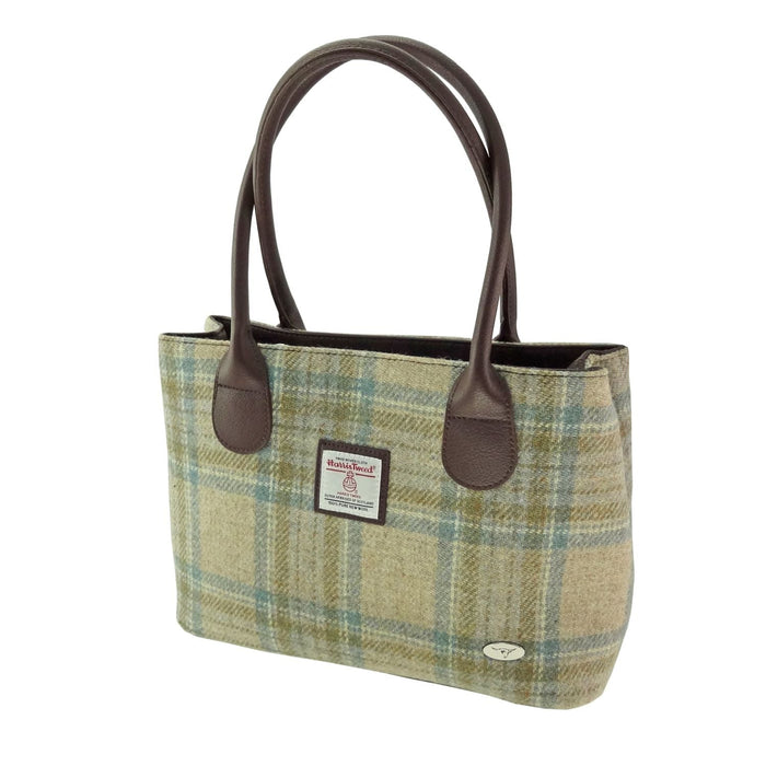 Harris Tweed Cassley Classic Handbag - Elegant Tartan Shoulder Bag - Heritage Of Scotland - Beige Stewart (COL132)