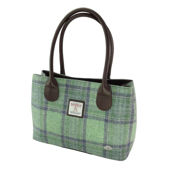 Harris Tweed Cassley Classic Handbag - Elegant Tartan Shoulder Bag - Heritage Of Scotland - Faded Green Stewart (COL139)