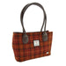 Harris Tweed Cassley Classic Handbag - Elegant Tartan Shoulder Bag - Heritage Of Scotland - Rust with Orange Overcheck (COL117)